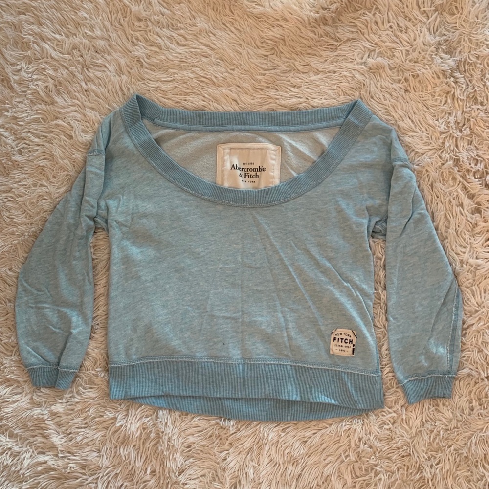 abercrombie off the shoulder baby blue top